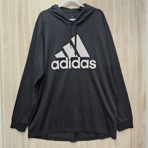 Adidas • Long Sleeve Hoodie • Men's Sz 2XLT • Black & White • Large Logo • NWOT